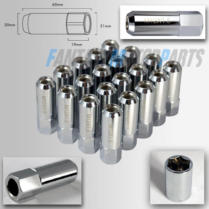 Buy M12X1.5MM 20 PIECES 60MM CHROME EXTENDED ALUMINUM WHEEL LUG NUTS NUT 12X 1.5MM in Whittier