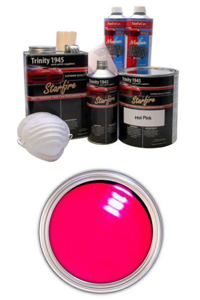 Hot pink urethane basecoat clear coat kit featuring paintforcars starfire clear