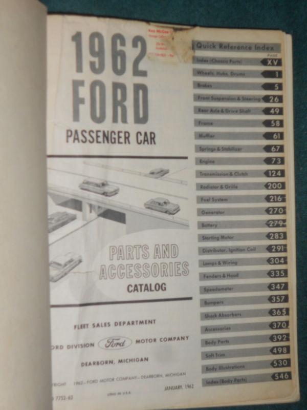 1962 FORD CAR PARTS & ACCESSORIES CATALOG / ORIGINAL PARTS BOOK GALAXIE FALCON++, US $97.50, image 3