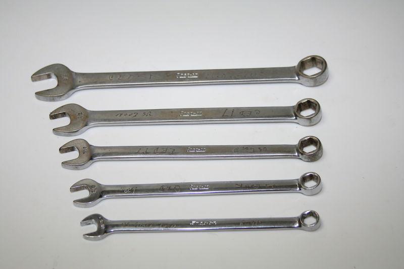 Snap on standard wrench lot of 5 osh series used engraved 5/8 1/2 7/16 3/8 11/32