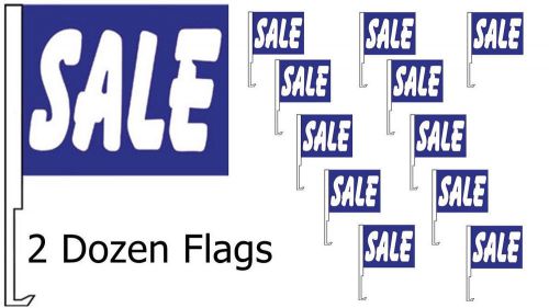 Car dealer supplies 24 car window clip on flags sale blue with white letters