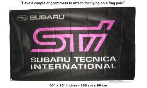 New subaru sti flag banner sign black 3x5 feet impreza wrx motorsport