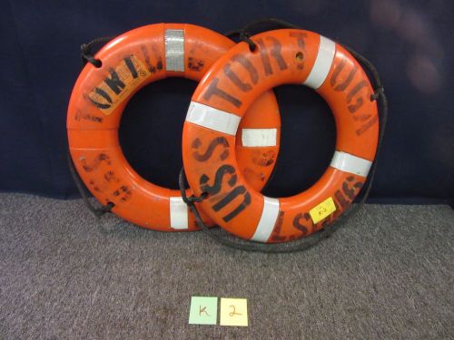 2 ship boat buoy i024 uss tortuga military sterns float life ring od 24" used