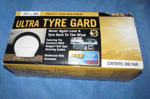 Adco "ultra tyre gard" bus/rv wheel covers (tire dia 40"-42) one pair, white