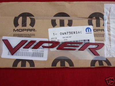 Dodge 2008-2009 viper red metallic nameplate new mopar! oem new