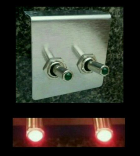 Toggle switch mounting panel 2 red led bracket rocker 12v jeep stainless steel i