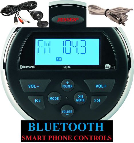 Jensen ms3artl ms3a bluetooth mp3 marine waterproof boat stereo jenaux+antenna