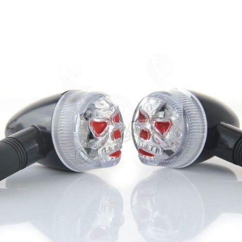 Motorcycle skull led turn signal indicator lights fit yamaha kawasaki suzuki 2pc