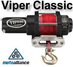 New viper classic 2500lb winch red amsteel-blue synthetic rope motoalliance
