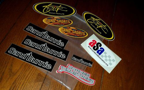 Trick racing, hornee industreez, sand bunnie, sand sports stickers 10 total