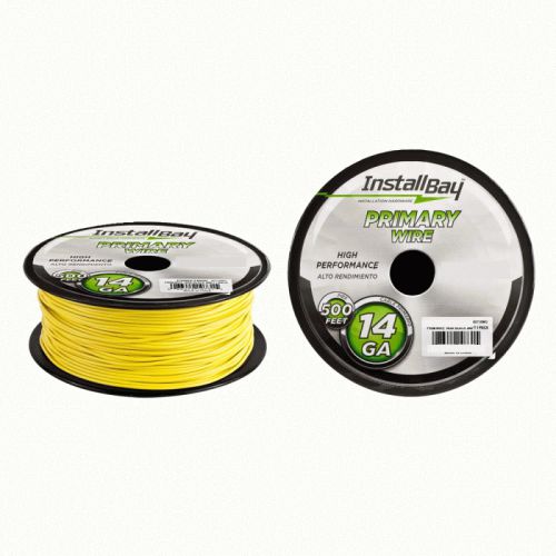 Install bay pwyl14500 14 gauge yellow color primary wire in 500 feet per spool