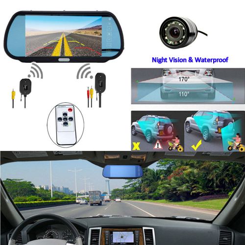 7" tft lcd monitor mirror car reverse rear view camera backup 28mm night vision
