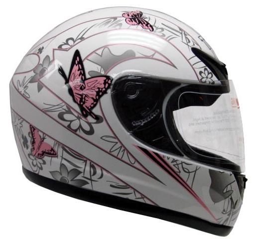 Pink white butterfly motorcycle full face helmet dot ~l