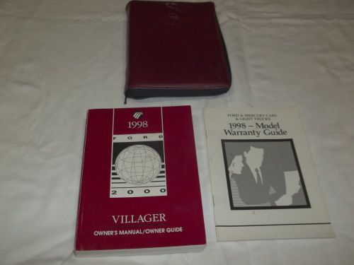 1998 mercury villager owner's manual 3/pc.set &amp; maroon mercury zippered case,,