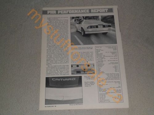 1988 chevrolet camaro iroc-z article / ad