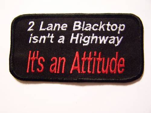 #0636 m motorcycle vest patch 2 lane blacktop isn't a