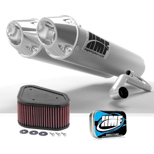 Hmf kawasaki kfx 700 2004 - 2010 brushed/polished dual full exhaust + jet + kn