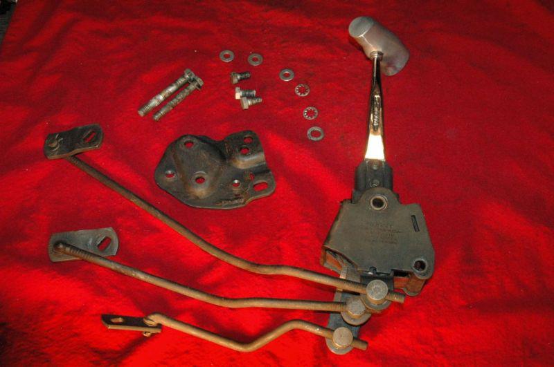 1957 61 hurst shifter borg warner t-10 for corvette w/rods nice chrome stick han