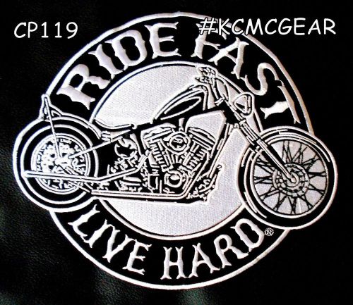 Ride fast live hard motorcycle design 10" round center patch