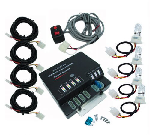 120w 4 hid bulbs hide-a-way emergency hazard warning strobe light kit