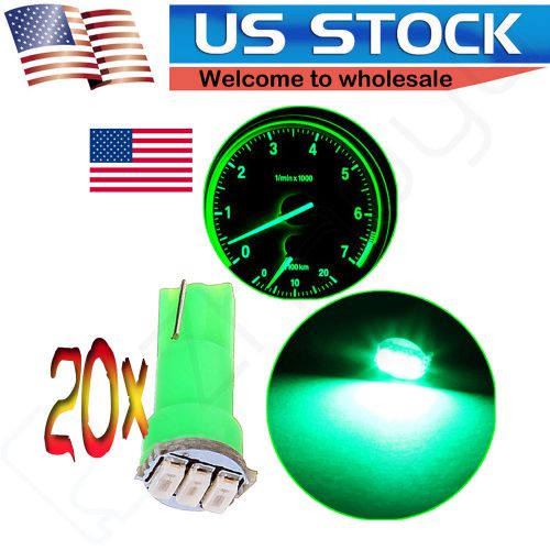 20x t5 green 3-3014smd instrument dashboard wedge led car light bulbs lamp 37 73