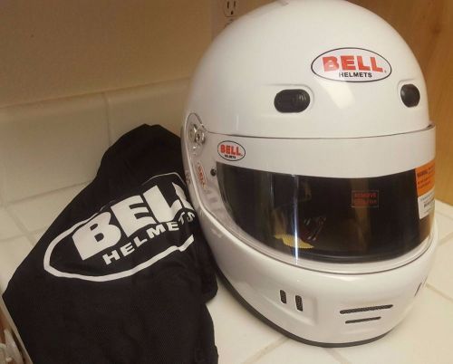 Bell sport sa2015 v.15 white auto racing helmet, large, with carry bag, new