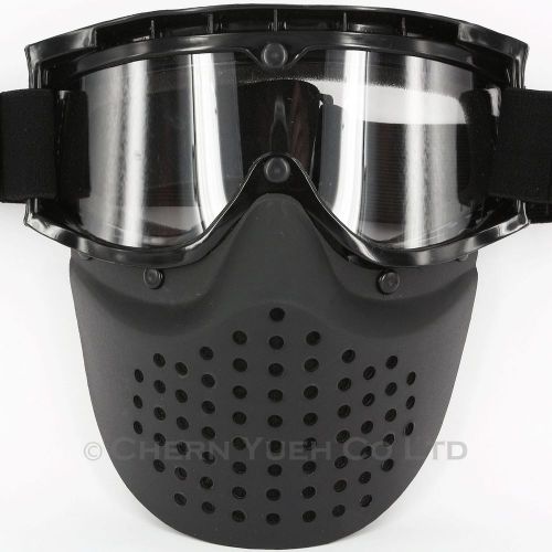 Retro 80s style motocross atv helmet flexible goggles &amp; mask black frame uv