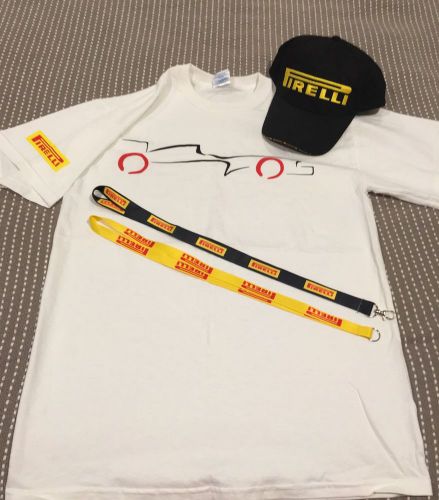 New pirelli t-shirt size medium, new pirelli hat w/ velcro strap &amp; 2 lanyards