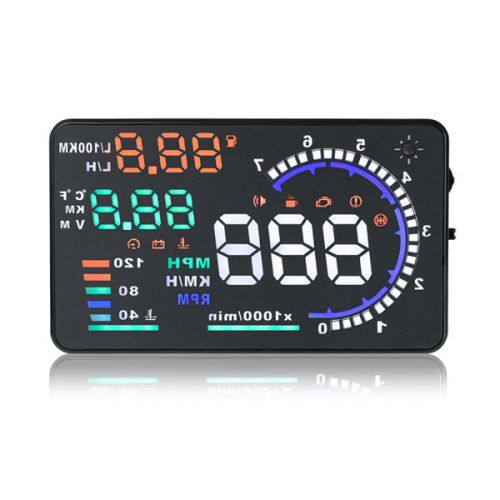New a8 5.5inch car hud head up display with obd2 interface plug