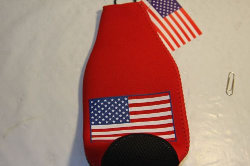 American flag koozy bottle wrap neoprene new boat  red usa wet suit material