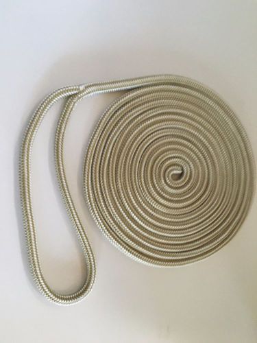 (4) 1/2&#034; x 25&#039; gold&amp; white dock line double braid nylon rope made in the usa