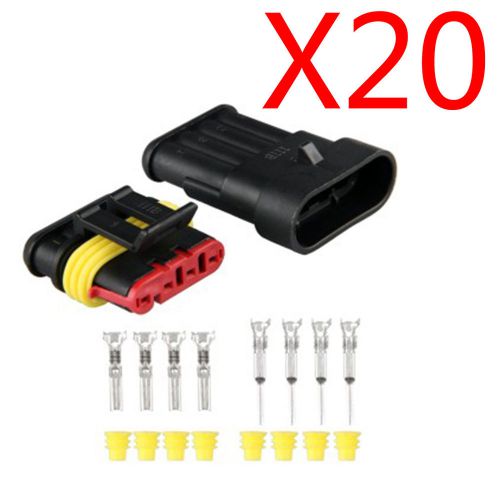 20 kits 4 pin way waterproof wire cable connector plug