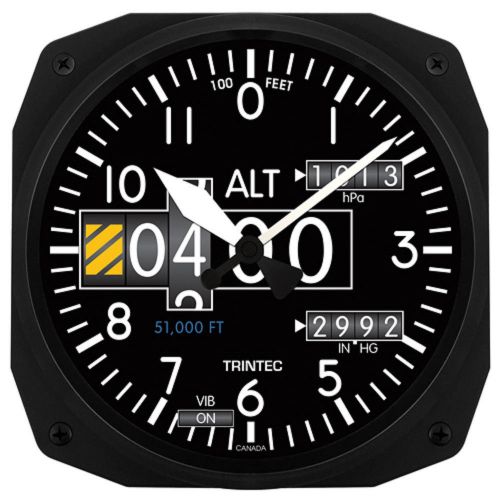 New trintec 10&#034; modern altimeter style aviation instrument style clock aviator