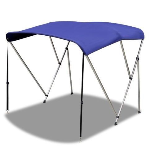 New bimini 3 bow top boat cover blue 79&#034;-84&#034; with rear poles &amp; integrated sock
