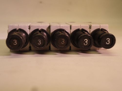 3 amp circuit breakers (5each) 7277-2-3 klixon   - used avionics