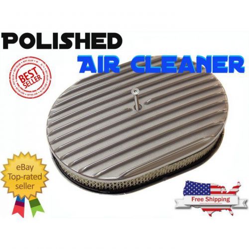 12 oval shaped air cleaner &amp; filter retro finned aluminum fits holley edelbro