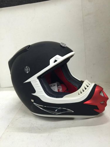 Zeus mx atv mens helmet flat black/red new!! missing visor!! size small