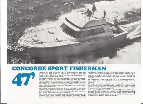 Vintage 47&#039; concorde sport fisherman concorde yachts colored sales sheet