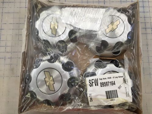 4 new chevy express 2500 3500 silver factory oem center hub caps part9597164