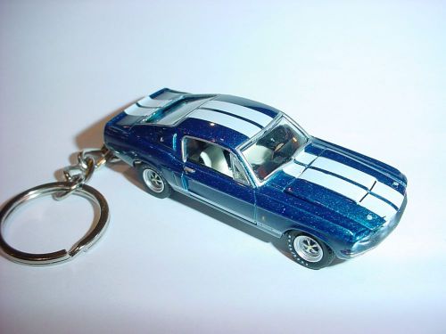 New 3d blue 1967 ford mustang shelby gt500 custom keychain keyring 67 gt 500 67