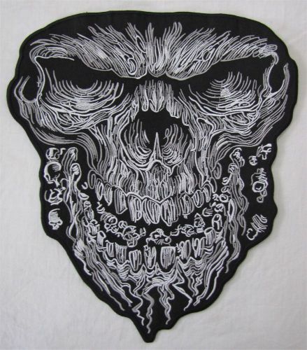 Rare large jumbo skull face bike motorcycle biker embroidered sew on badge patch