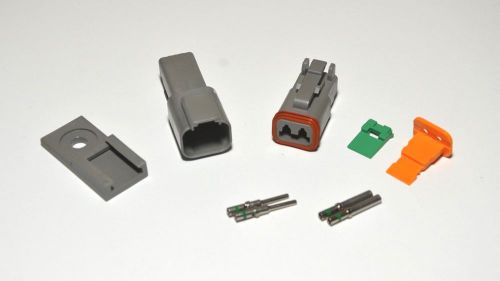 Deutsch dt 2-pin connector kit 14 awg solid contacts &amp; plastic clip, from usa