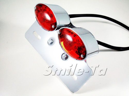 Red motorcycle motorbike led all in 1 tail light bobber chopper café racer