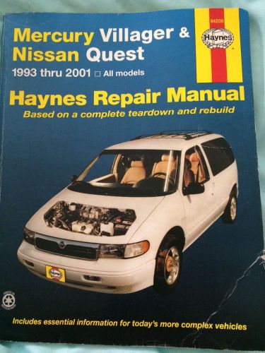 Haynes repair manual 64200 mercury villager/nissan quest