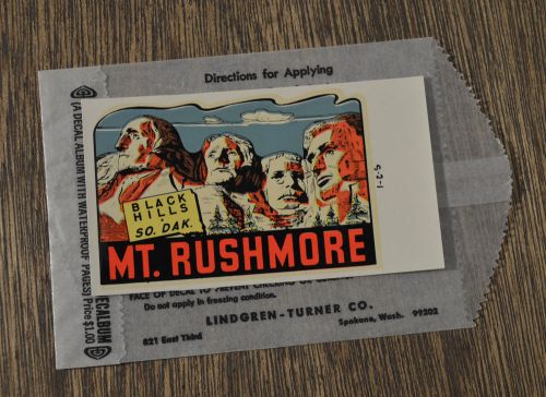 Original vintage travel decal mt rushmore hot rod trailer camper old rat auto