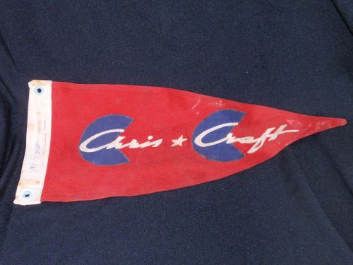 Chris craft boat pennant-circa 1960&#039;s /1970&#039;s-red background with stitched text