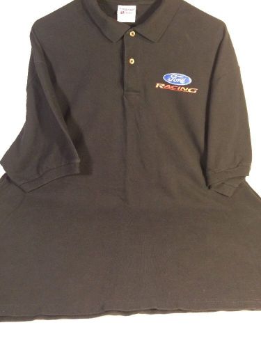 Mens black ford racing polo shirt