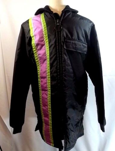 Vintage snowmobile coat jacket green purple stripe s no belt made in usa