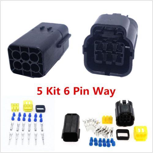 Autos 5 kit 6 pin way sealed waterproof electrical wire connector plug terminal