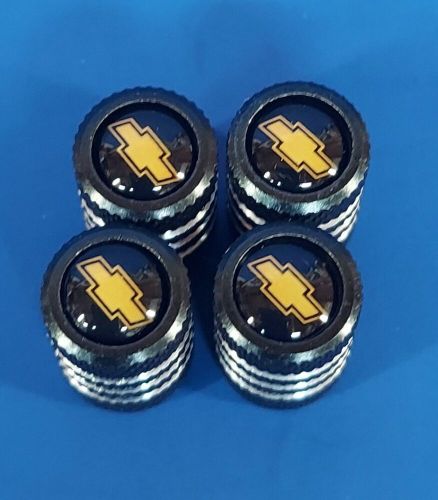 Chevy Chevrolet Valve Stem Caps/Covers Black Gold Chevy Emblem Set Of 4, US $6.98, image 3